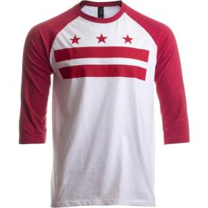 Washington, DC Flag | D.C. Capitol Raglan Shirt, Baseball T-Shirt for Men Women(Vintage Scarlet & White)