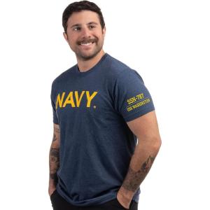 Navy Chest Print & U.S. Military Sleeve Flag Shirt – Naval Veteran Sailor T-Shirt for Men(USS Washington)