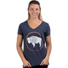 Vintage Wyoming Flag | Crest and Buffalo WY State Pride Women’s V-Neck T-Shirt Top-(Vneck,2XL)