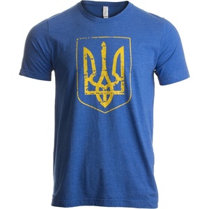 Ukraine Pride | Vintage Style, Retro-Feel Ukrainian Coat of Arms Unisex T-Shirt(Heathered Royal)